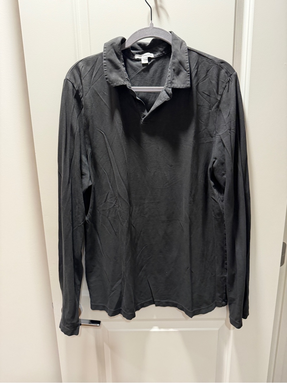 James Perse Black Long-Sleeve Polo